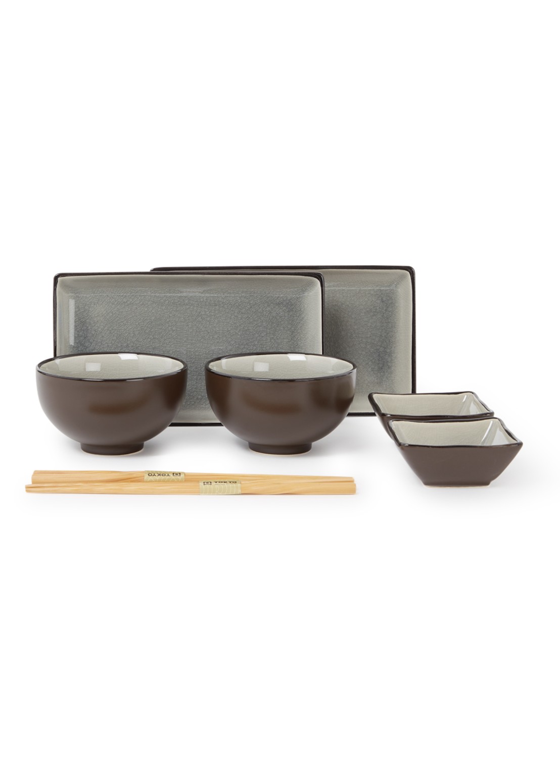 Tokyo Design Studio Glassy sushi serviesset van 8 - voorkant grijs