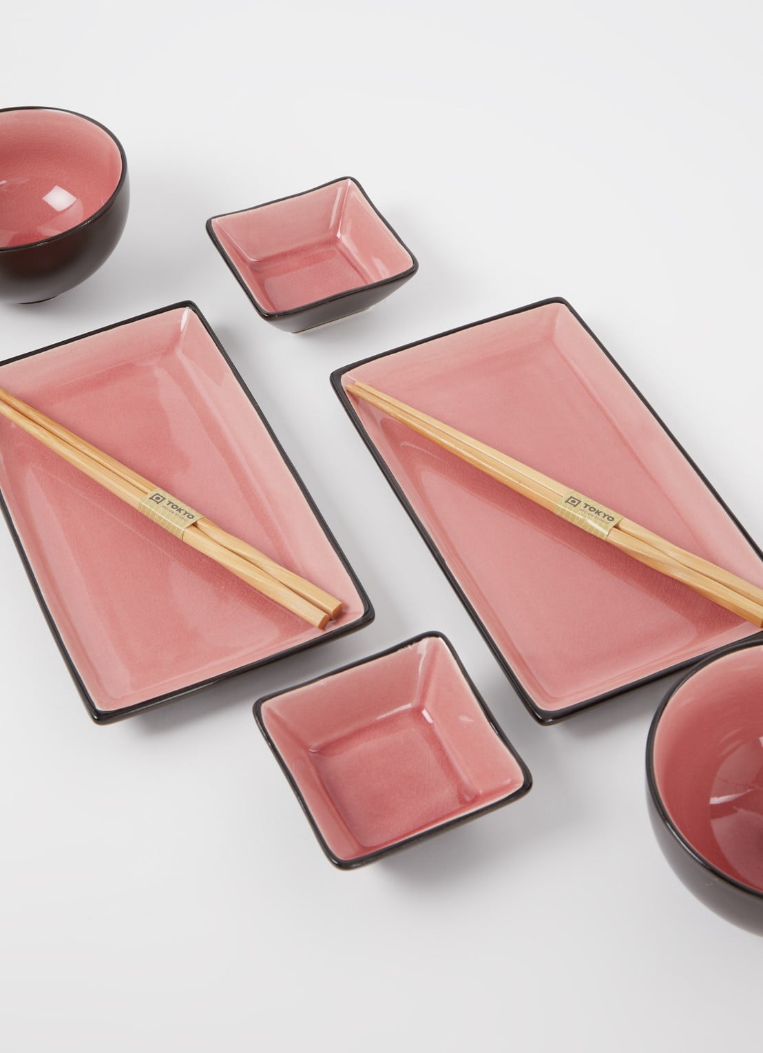 Tokyo Design Studio Glassy sushi serviesset van 8 - detail 2 zalmroze