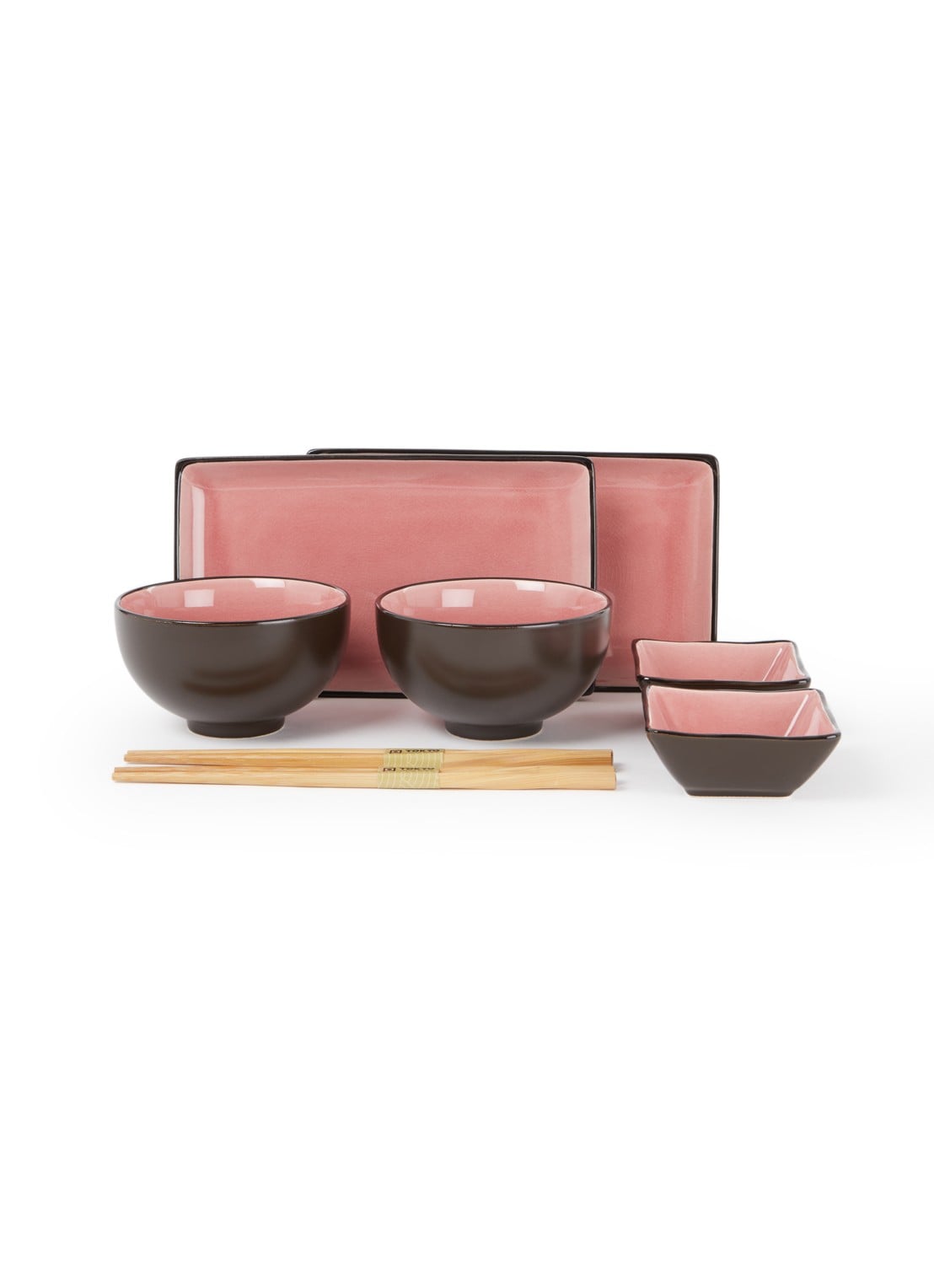 Tokyo Design Studio Glassy sushi serviesset van 8 - voorkant zalmroze
