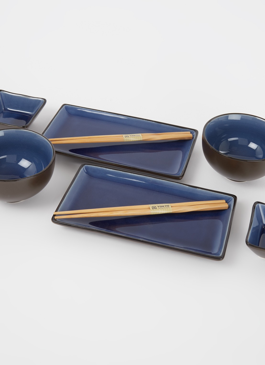 Tokyo Design Studio Glassy sushi serviesset van 8 - detail 2 donkerblauw