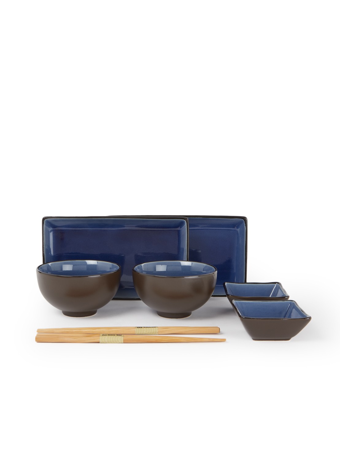 Tokyo Design Studio Glassy sushi serviesset van 8 - voorkant donkerblauw