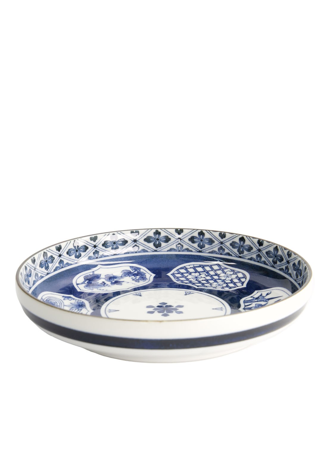 Tokyo Design Studio Matori Hishimon diep bord 20 cm - voorkant 2 blauw