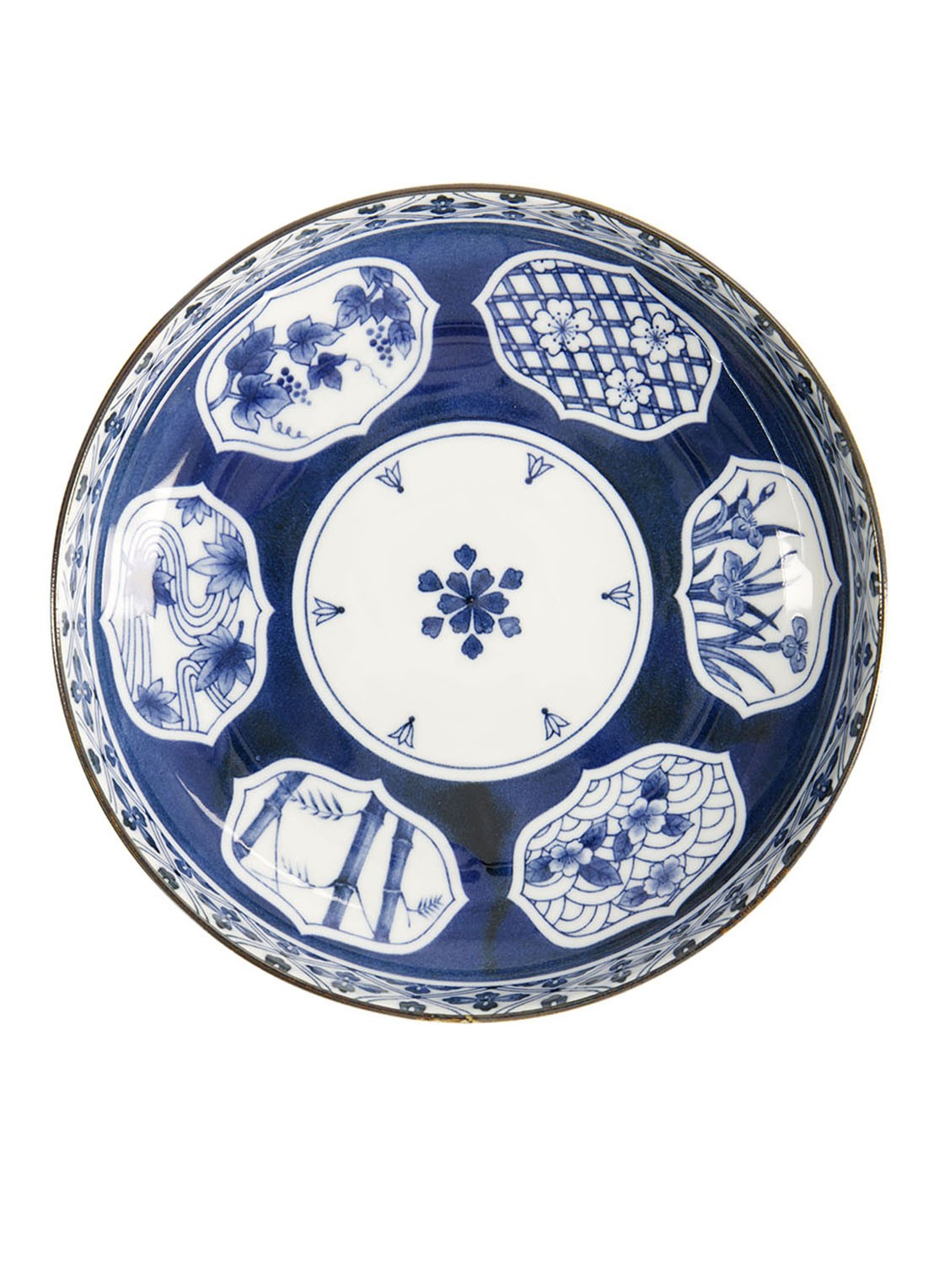 Tokyo Design Studio Matori Hishimon diep bord 20 cm - voorkant 3 blauw
