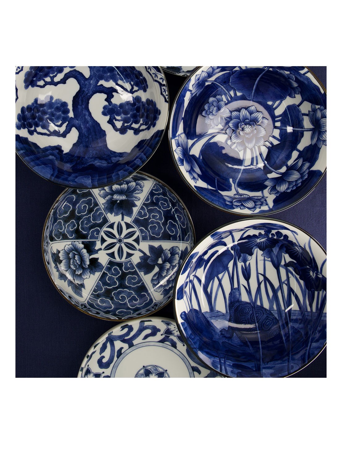 Tokyo Design Studio Mixed Bowls Unsai Botan diepe bord 20 cm - detail blauw