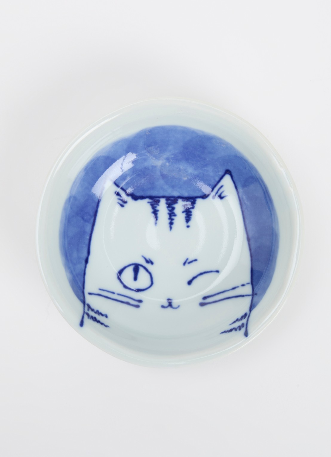 Tokyo Design Studio Neko Maruke Cat dipschaaltje 9,5 cm - voorkant 2 royalblauw