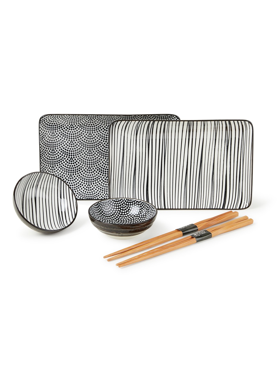 Tokyo Design Studio Nippon Black sushi set 6-delig - voorkant zwart