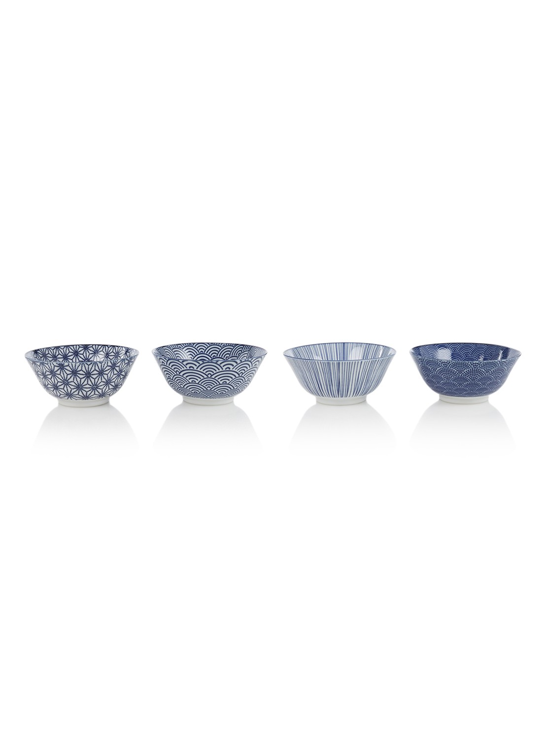 Tokyo Design Studio Nippon Blue kom 15 cm set van 4 - voorkant blauw