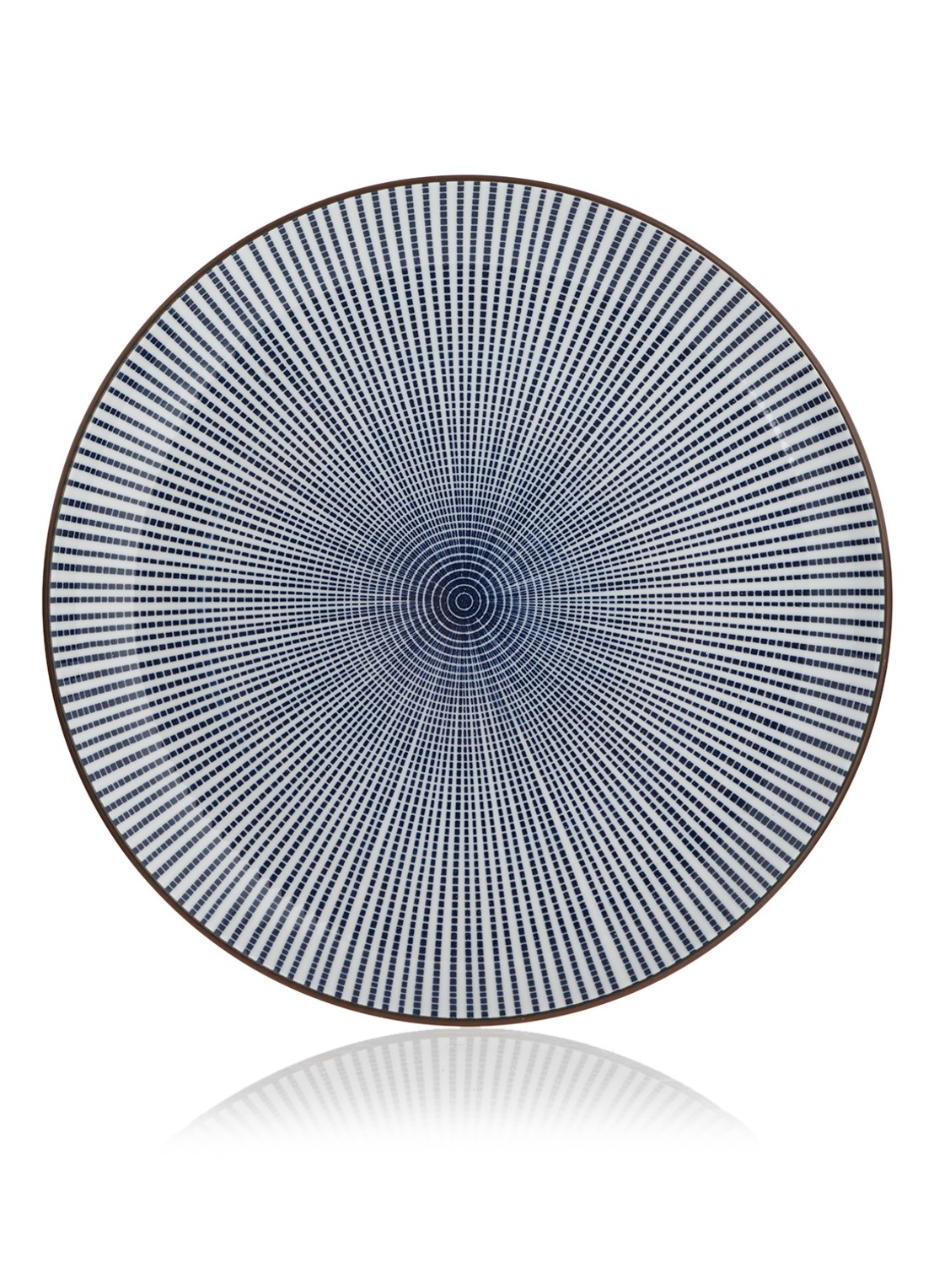 Tokyo Design Studio Sendan Blue Tokusa ontbijtbord 24 cm - voorkant donkerblauw