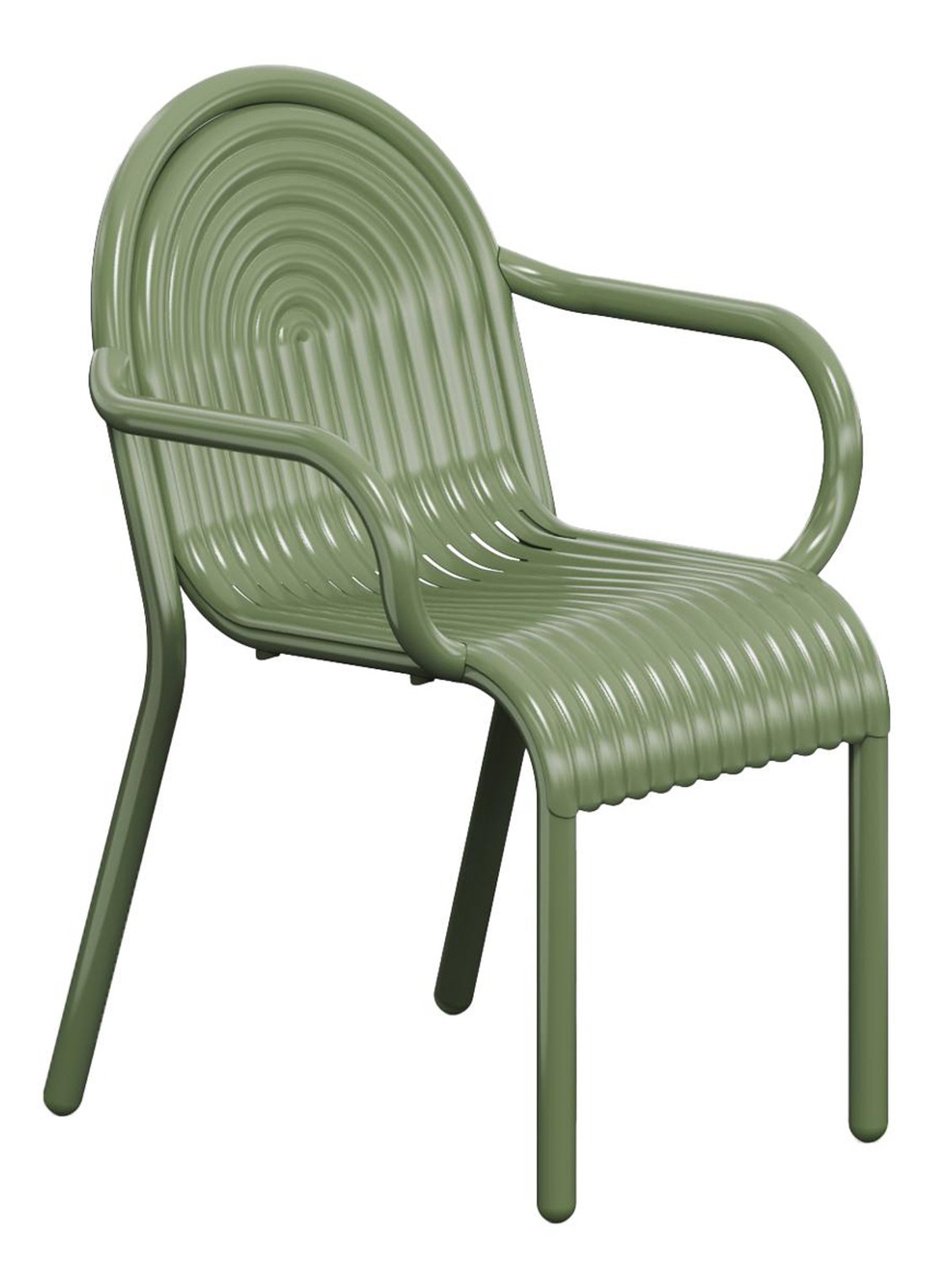 Tom Dixon Groove tuinstoel 57 x 81 cm - voorkant groen