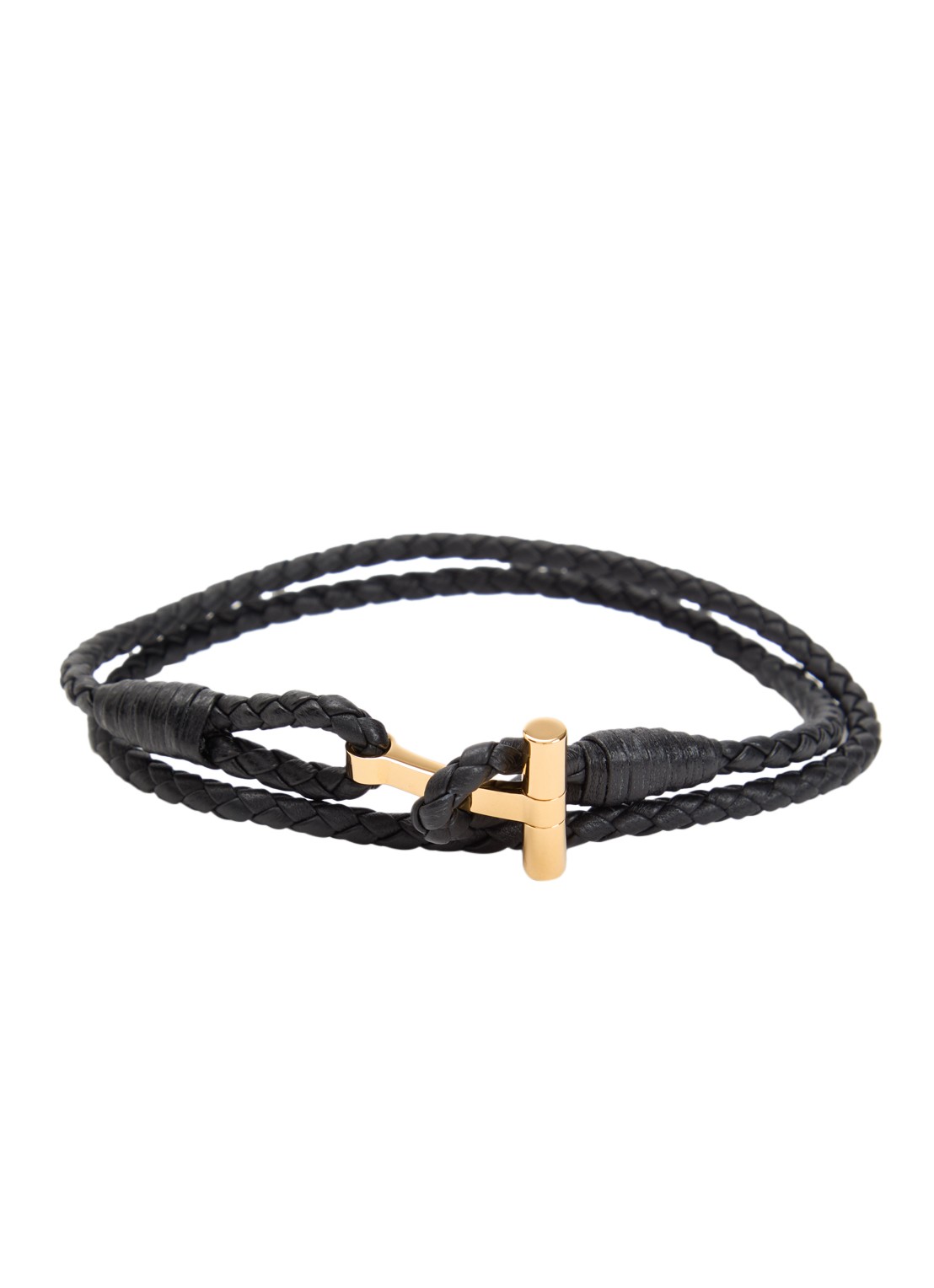 Tom Ford Armband van gevlochten leer - voorkant 3 zwart
