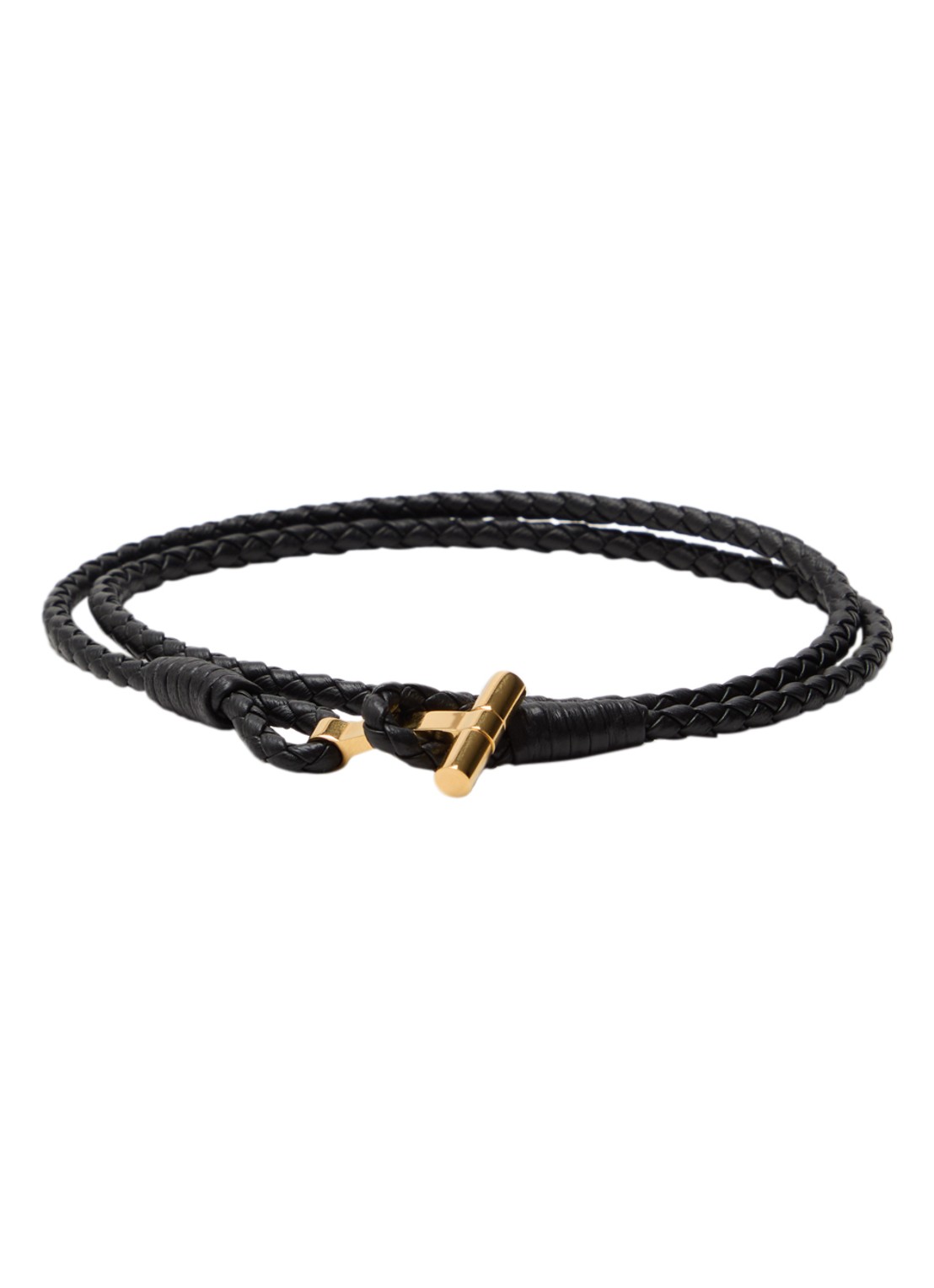 TOM FORD Armband van gevlochten leer - voorkant zwart