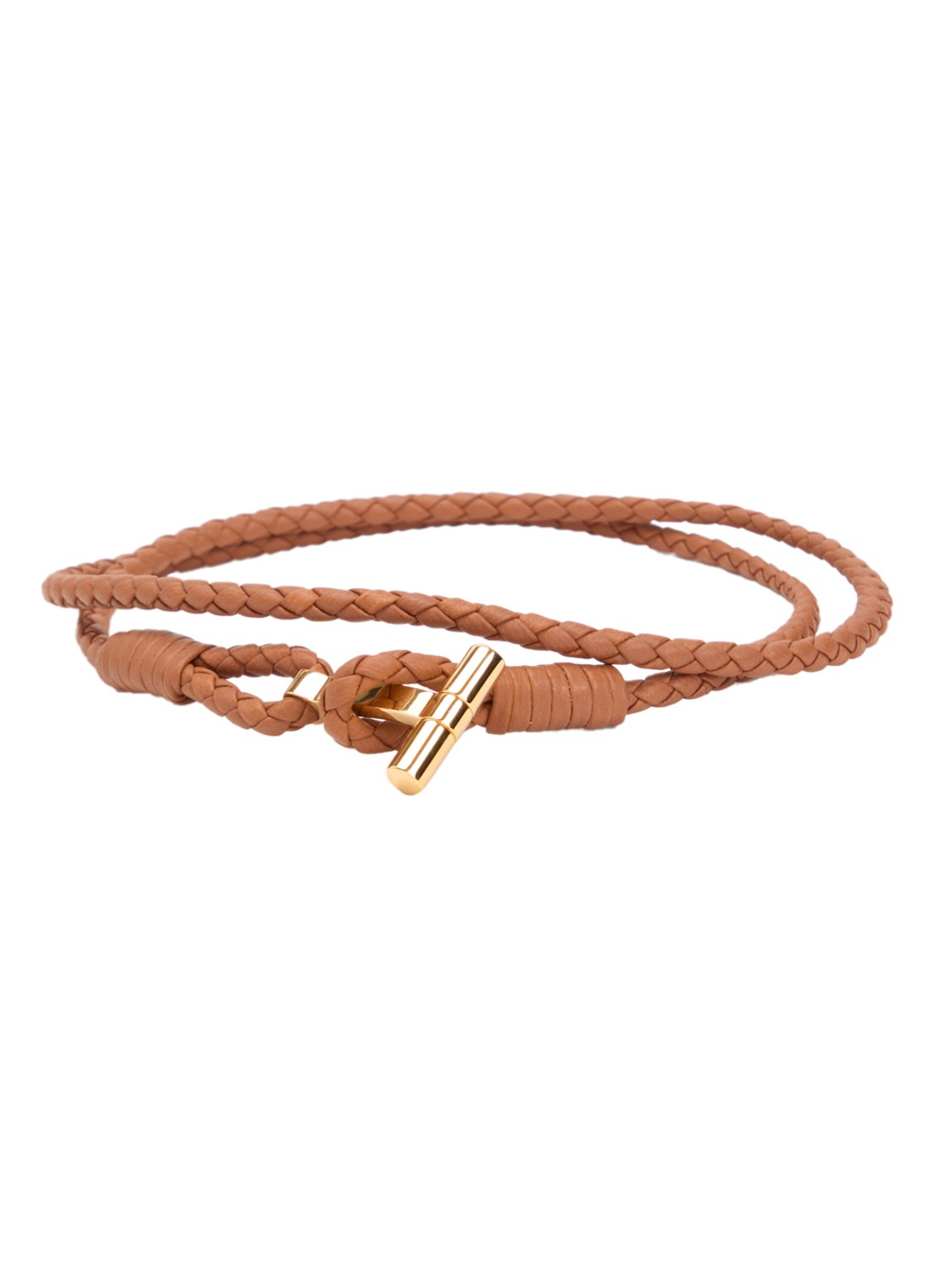 TOM FORD Armband van gevlochten leer - voorkant cognac