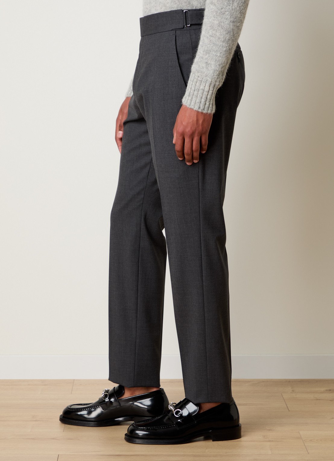 Tom Ford Atticus slim fit pantalon van wol - detail 3 donkergrijs