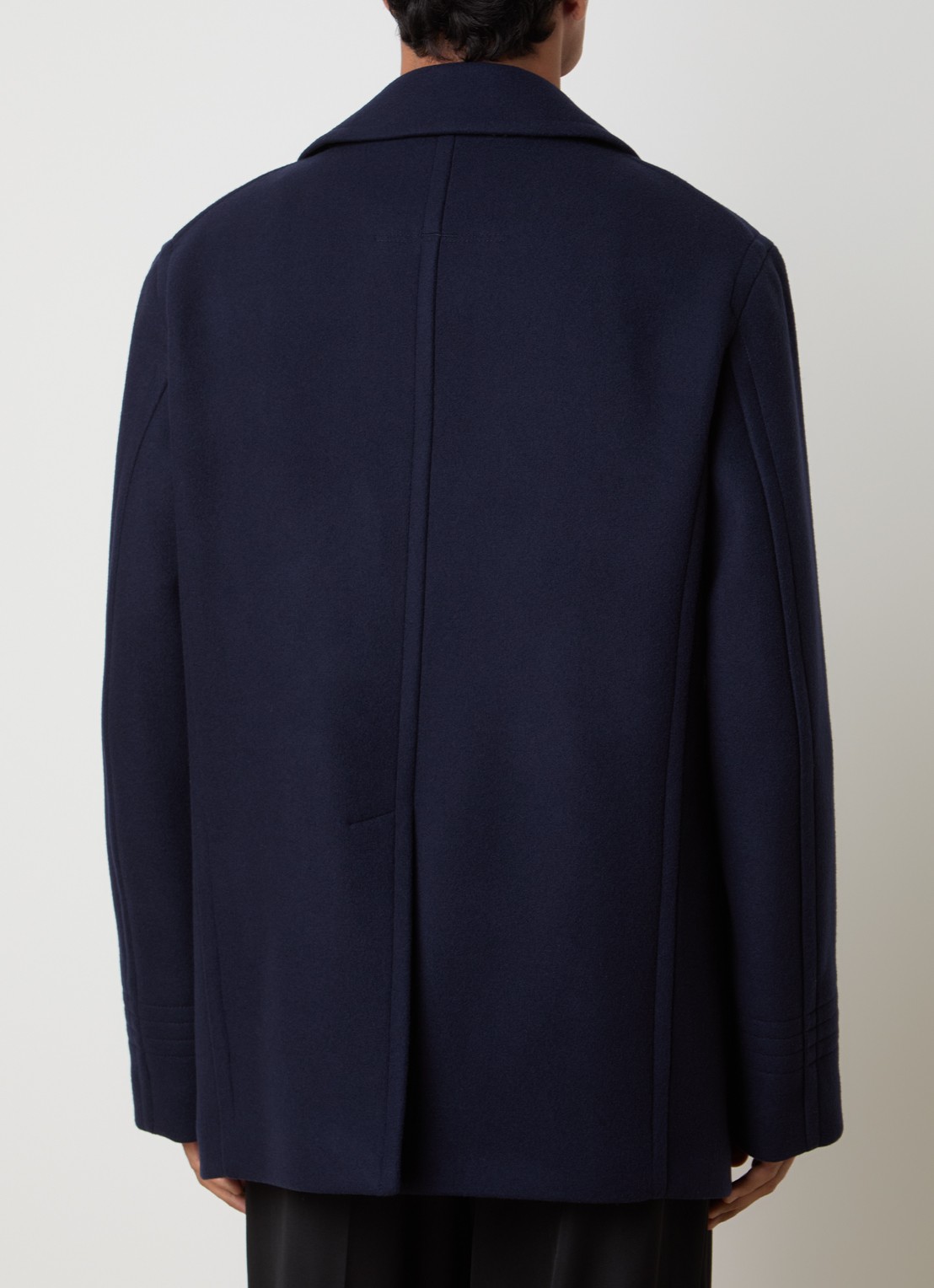 TOM FORD Double-breasted mantel van wol met steekzakken - achterkant 6 donkerblauw