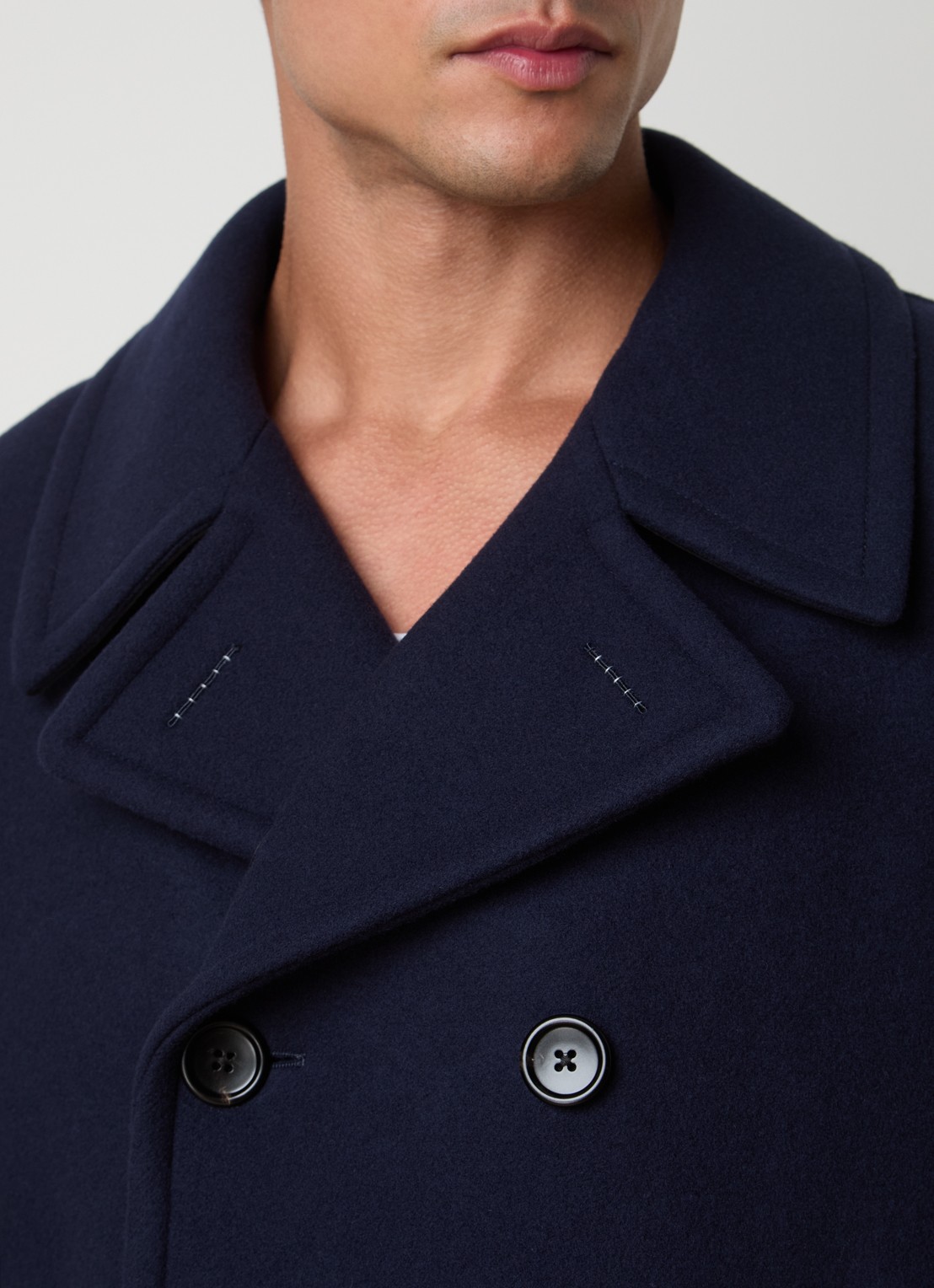 TOM FORD Double-breasted mantel van wol met steekzakken - detail 4 donkerblauw