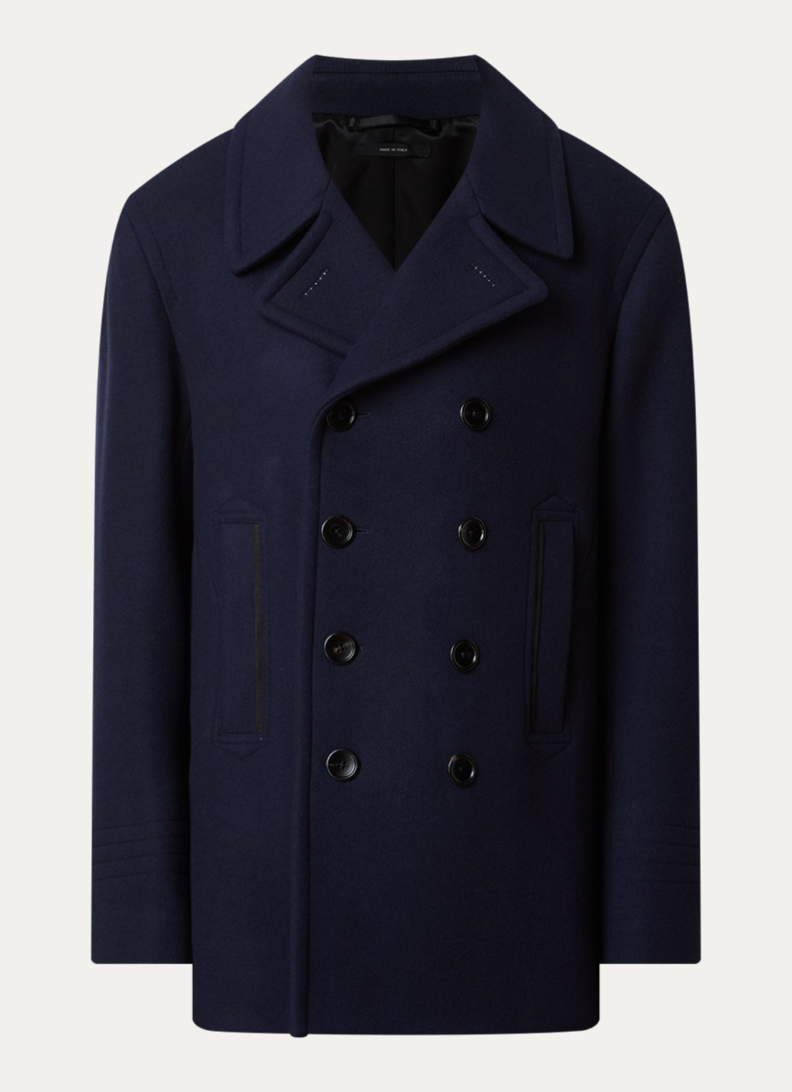 TOM FORD Double-breasted mantel van wol met steekzakken - voorkant donkerblauw