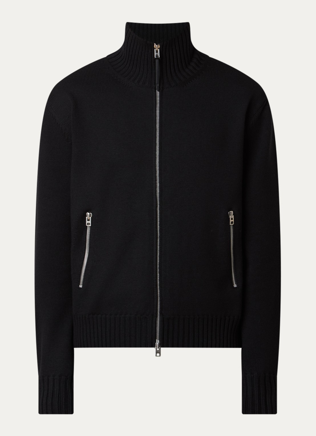 TOM FORD Fijngebreid vest van scheerwol met ritszakken - voorkant zwart