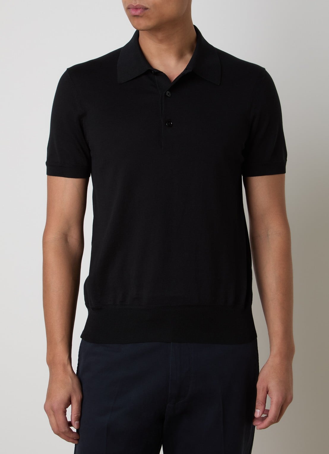 TOM FORD Fijngebreide regular fit polo - detail zwart