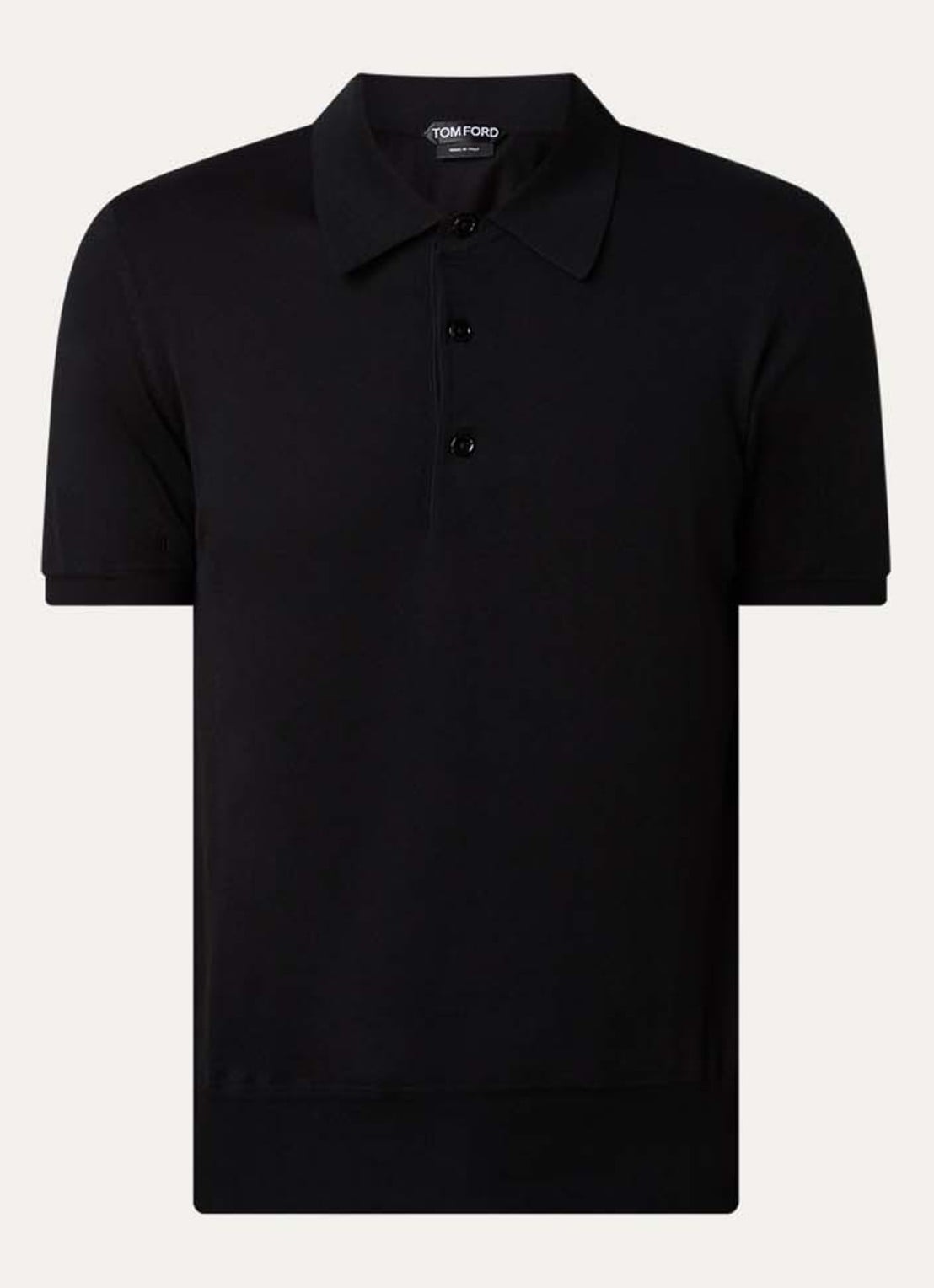 TOM FORD Fijngebreide regular fit polo - voorkant 4 zwart
