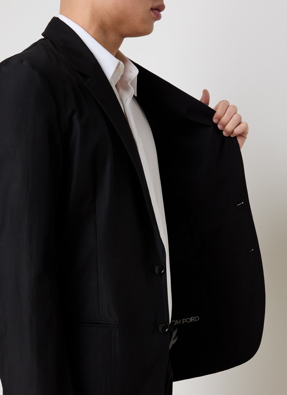 Tom Ford Parachute regular fit colbert met paspelzakken - detail 2 zwart