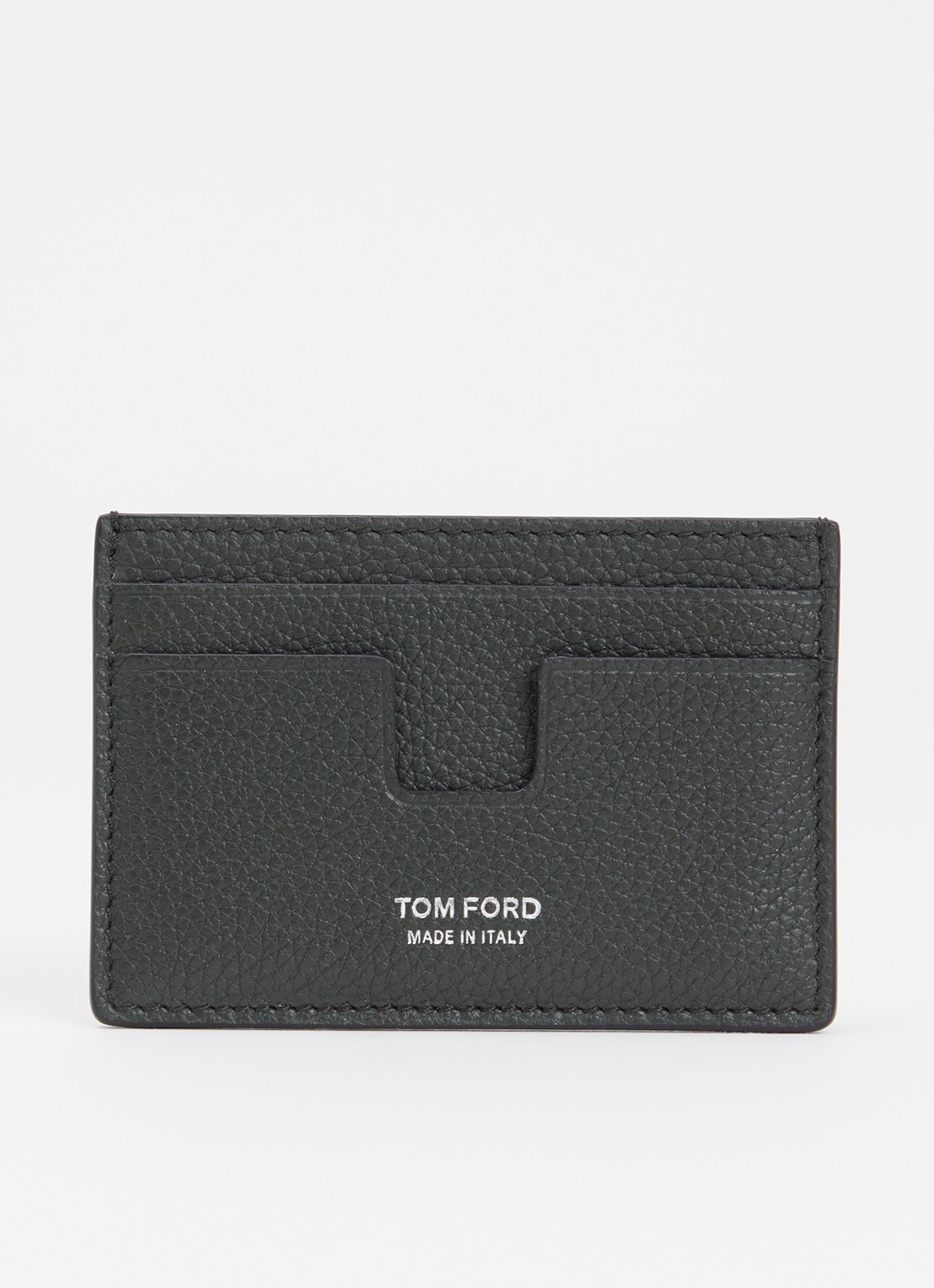 TOM FORD Pasjeshouder van kalfsleer met logo - voorkant 2 donkergroen