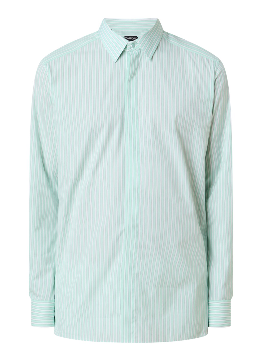 Tom Ford Regular fit overhemd met streepprint - voorkant 4 lichtgroen