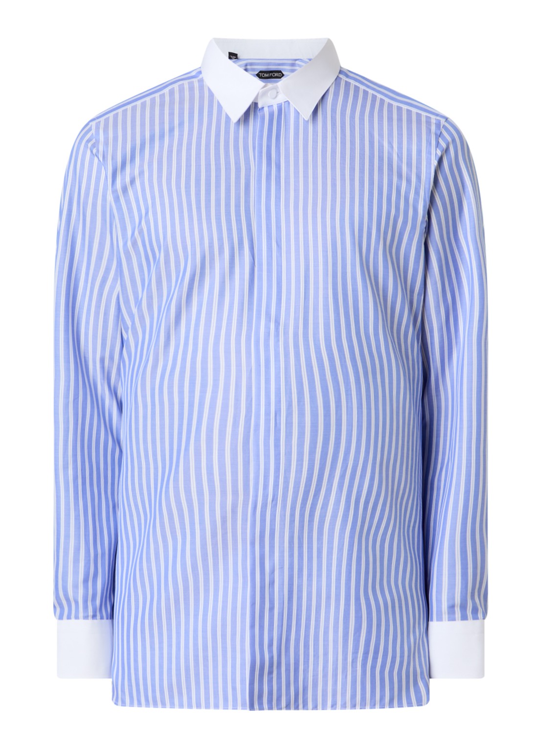 Tom Ford Regular fit overhemd met streepprint - voorkant 5 lichtblauw