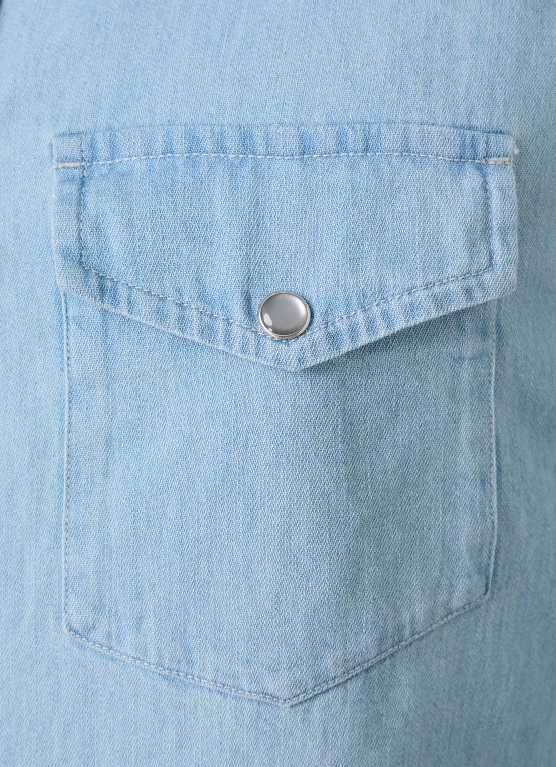 TOM FORD Regular fit overhemd van chambray met borstzakken - detail 5 lichtblauw