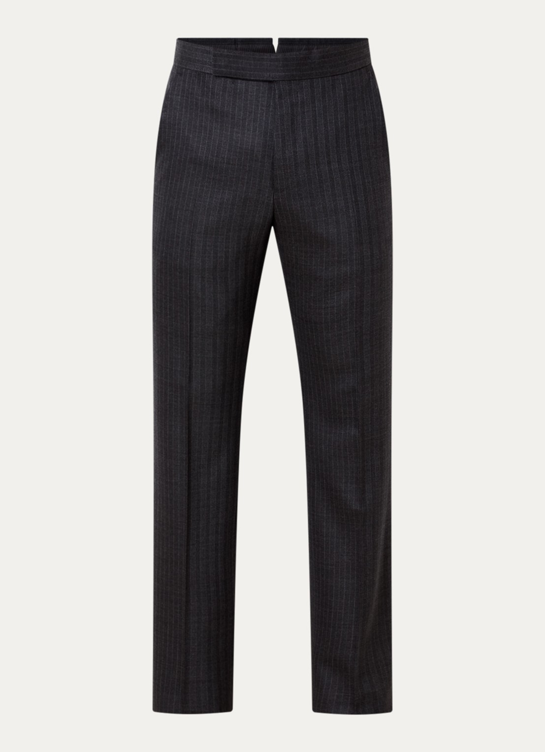 TOM FORD Straight fit pantalon van wol met streepprint en steekzakken - voorkant 4 donkergrijs