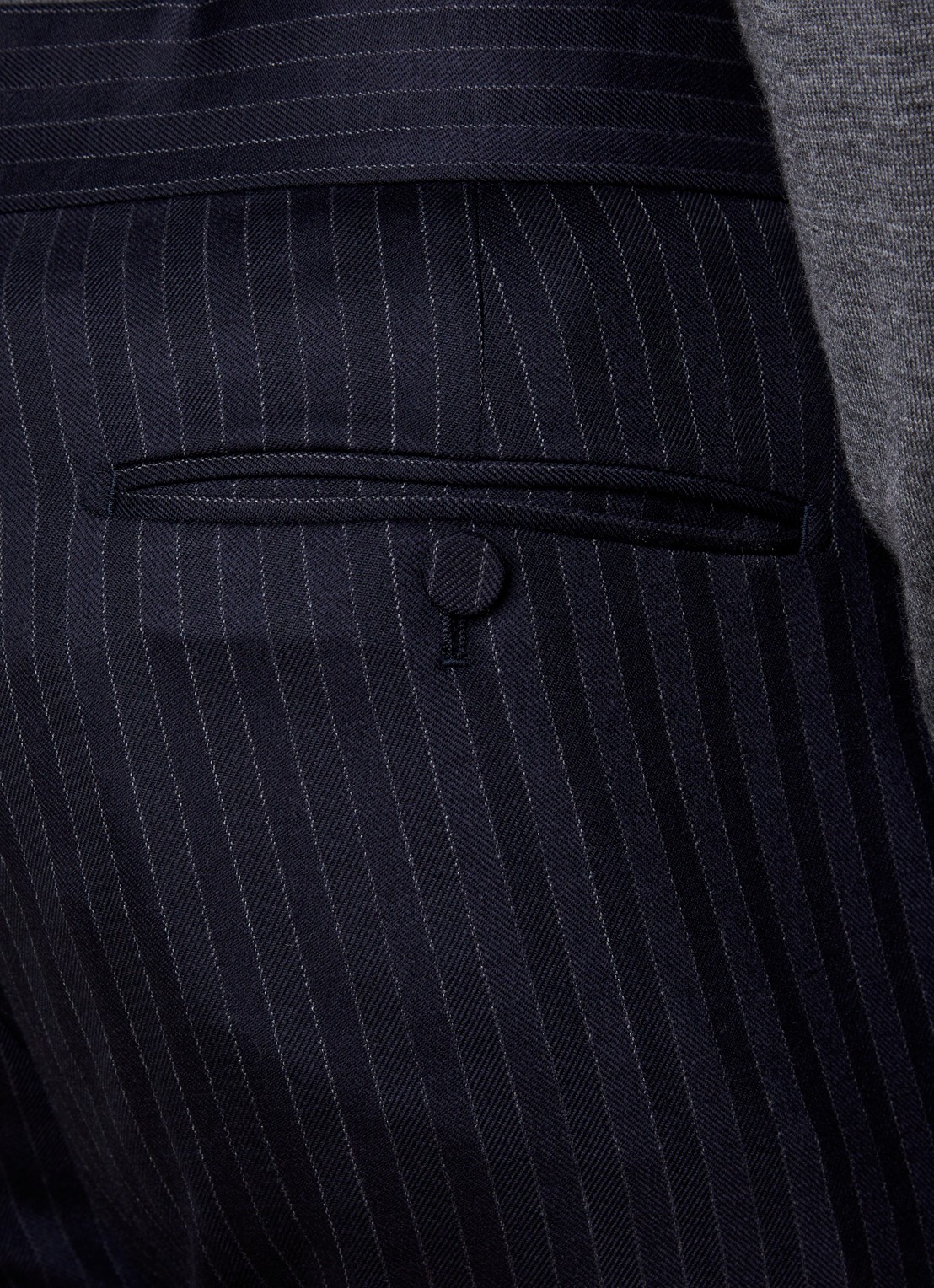 TOM FORD Straight fit pantalon van wol met streepprint en steekzakken - detail 5 donkerblauw