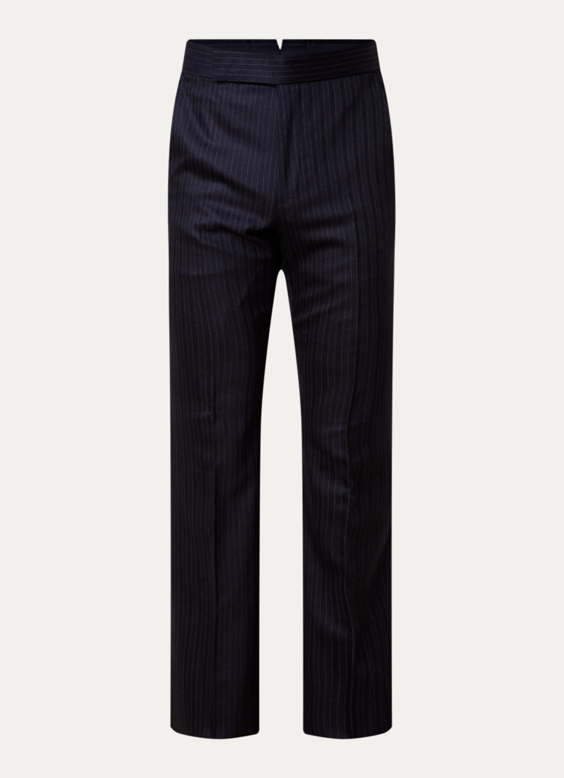 TOM FORD Straight fit pantalon van wol met streepprint en steekzakken - voorkant donkerblauw