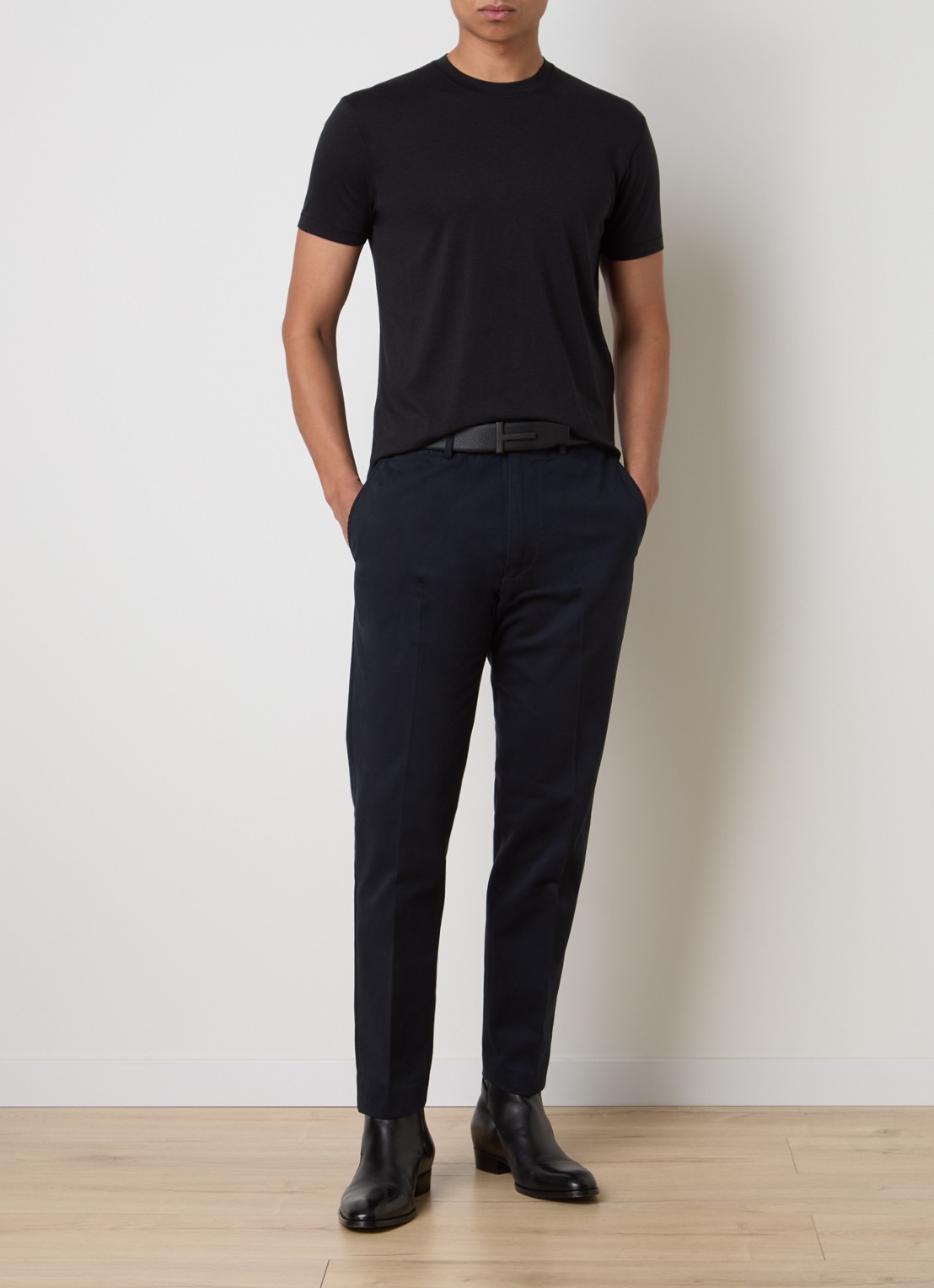 TOM FORD T-shirt met ronde hals - voorkant 2 zwart