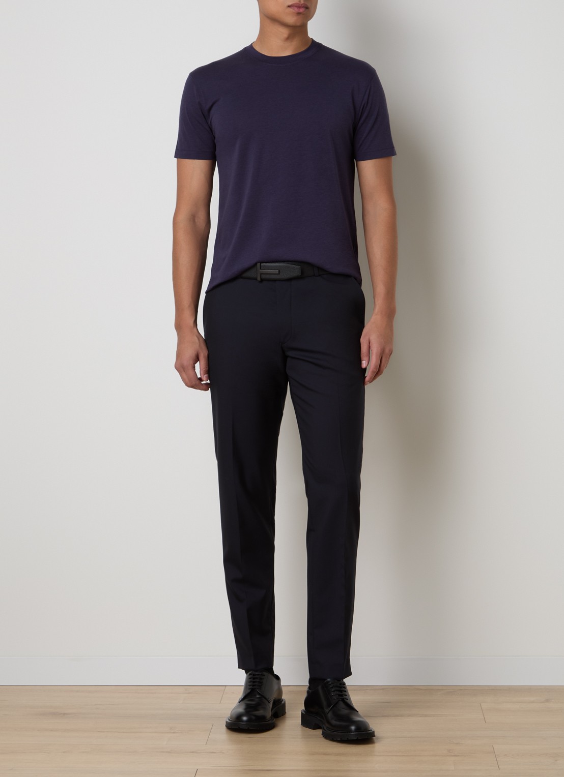 TOM FORD T-shirt met ronde hals - voorkant 4 donkerblauw