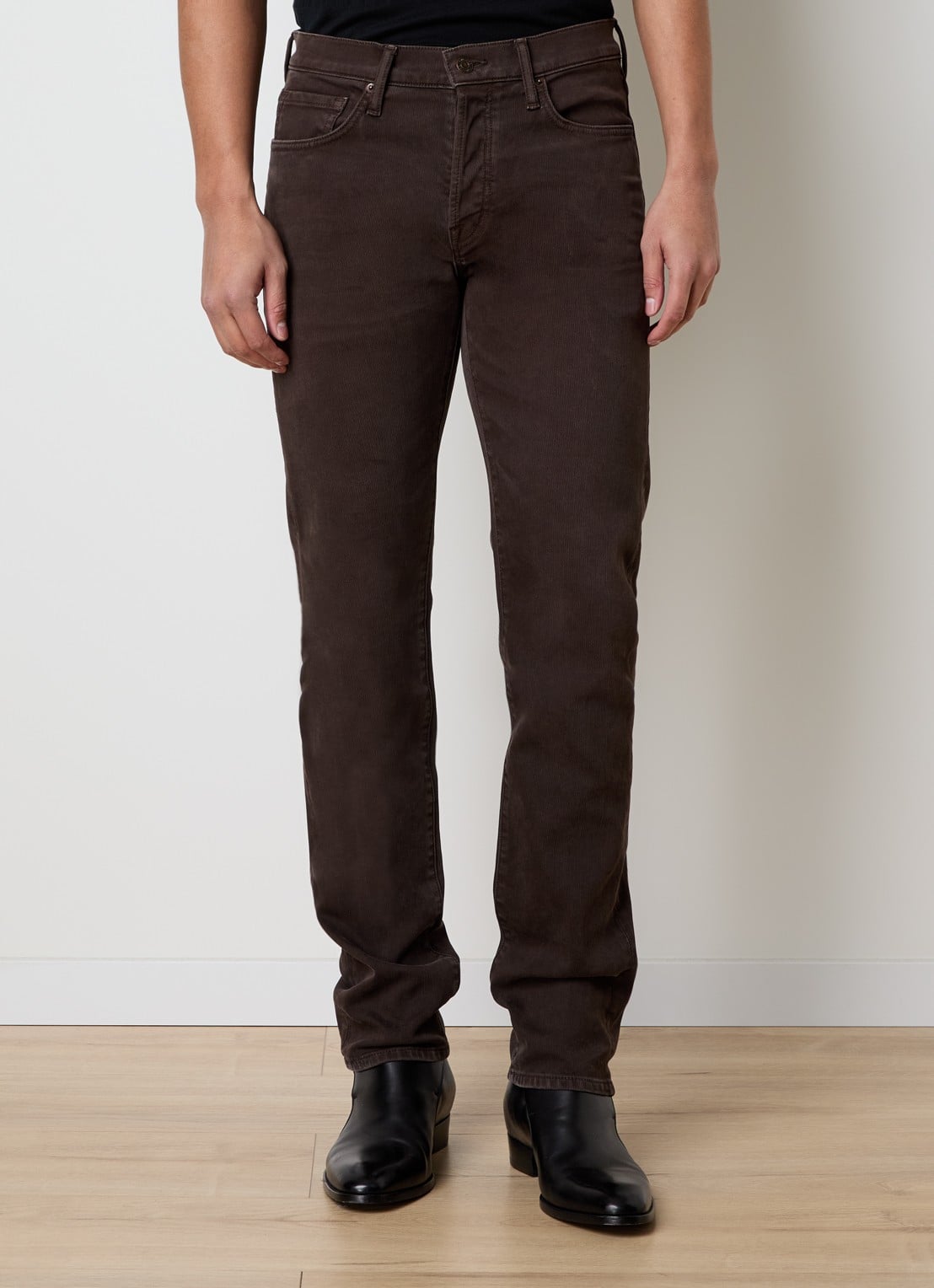 TOM FORD Western slim fit jeans met ribstructuur en steekzakken - detail donkerbruin