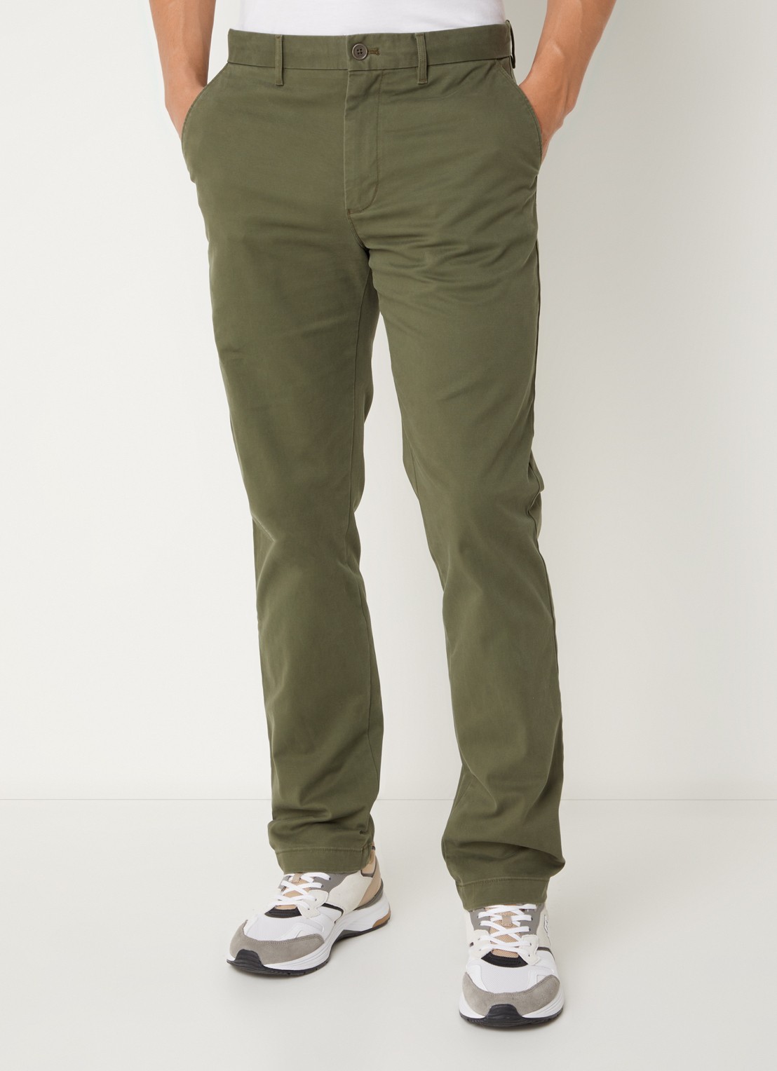 Tommy Hilfiger 1985 Denton straight fit chino met steekzakken - detail 4 legergroen