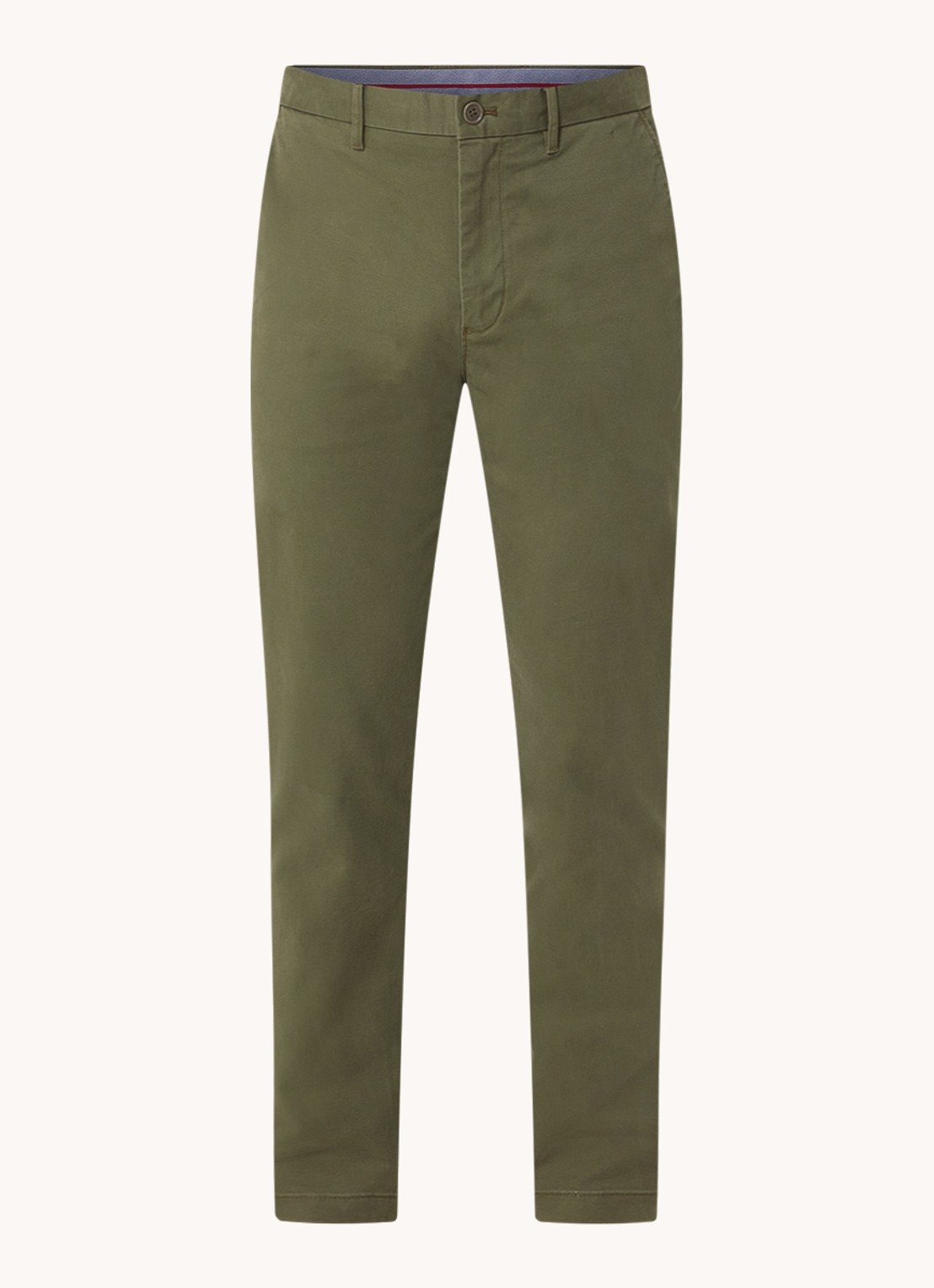 Tommy Hilfiger 1985 Denton straight fit chino met steekzakken - voorkant 2 legergroen