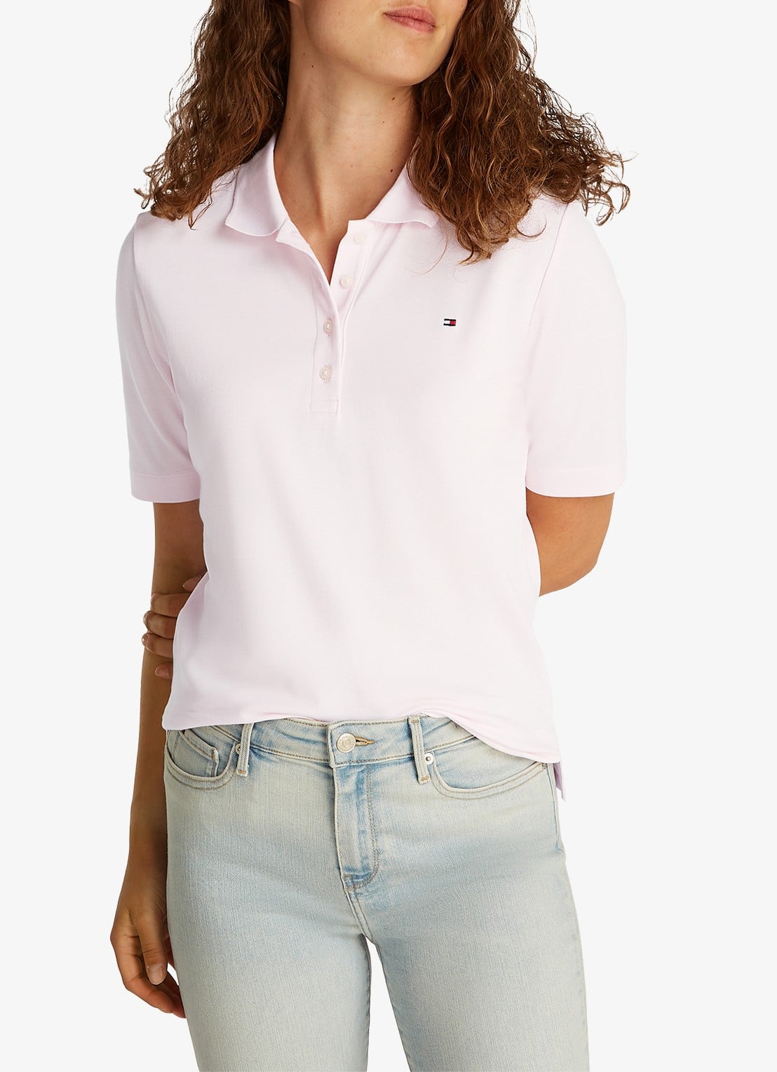 Tommy Hilfiger 1985 regular fit polo van  katoen met logo - detail 3 lichtroze