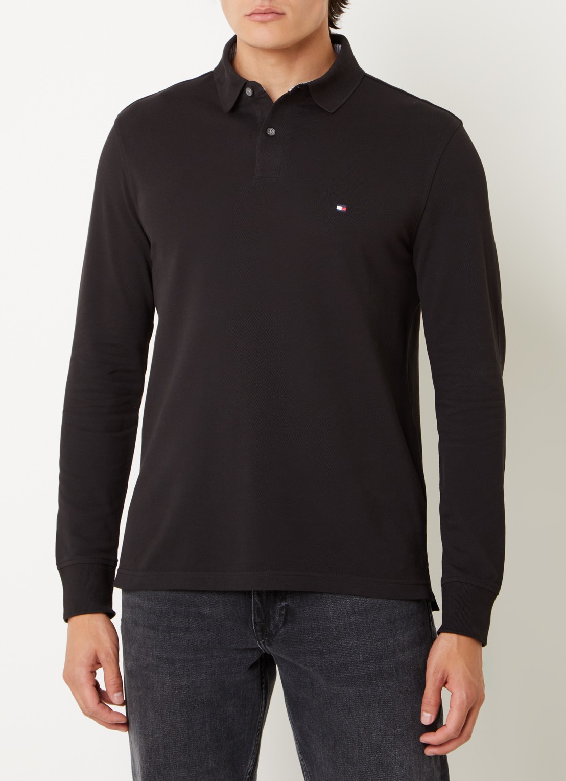 Tommy Hilfiger 1985 regular fit polo van piqué katoen  - detail 3 zwart