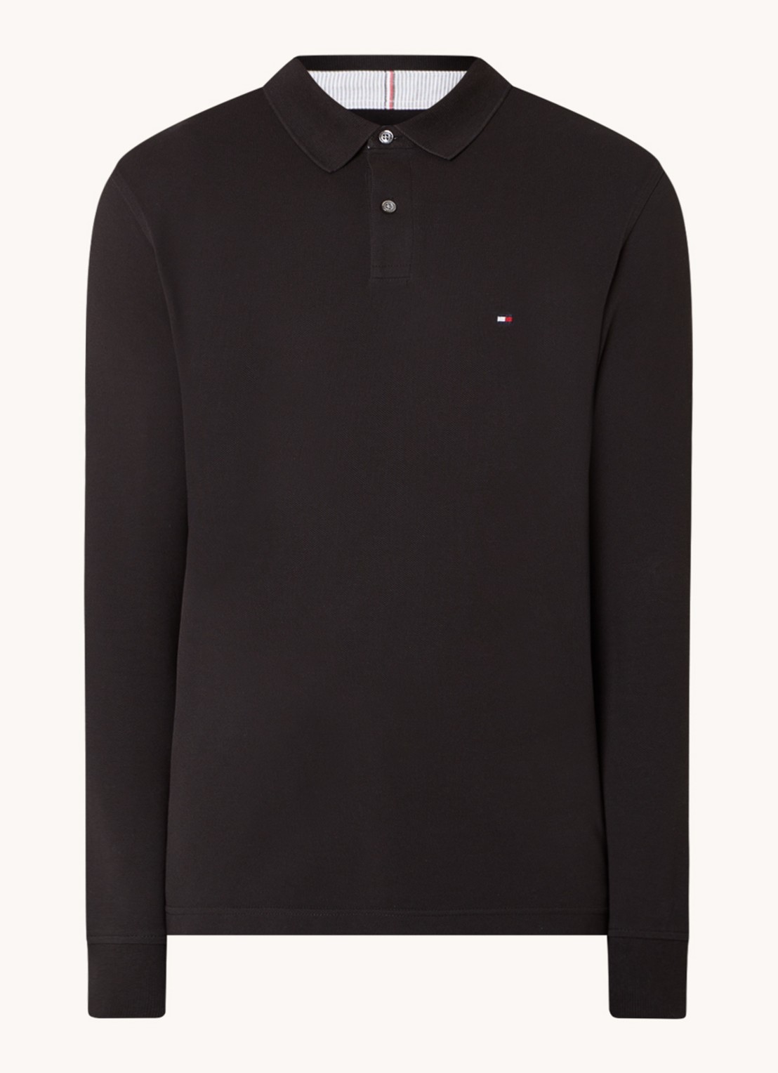 Tommy Hilfiger 1985 regular fit polo van piqué katoen  - voorkant zwart