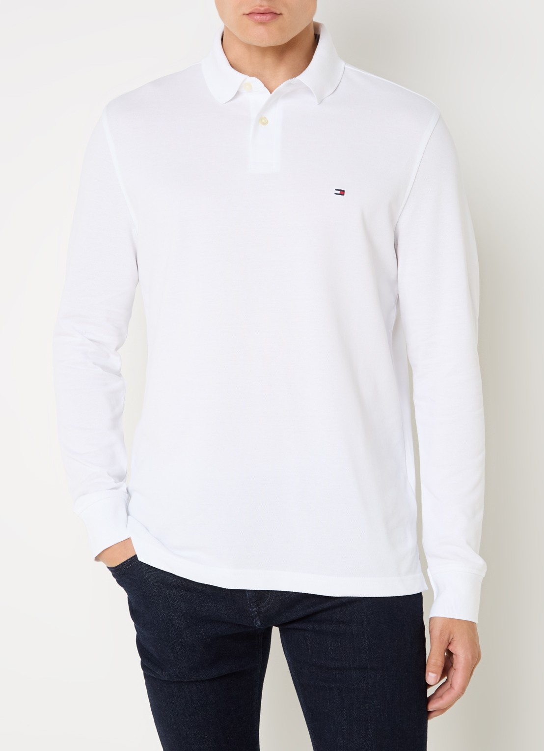 Tommy Hilfiger 1985 regular fit polo van piqué katoen  - detail wit