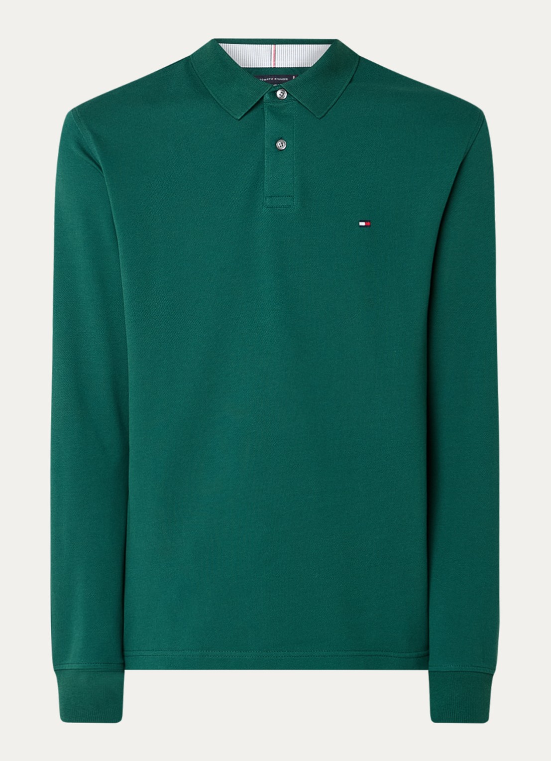 Tommy Hilfiger 1985 regular fit polo van piqué katoen  - voorkant donkergroen