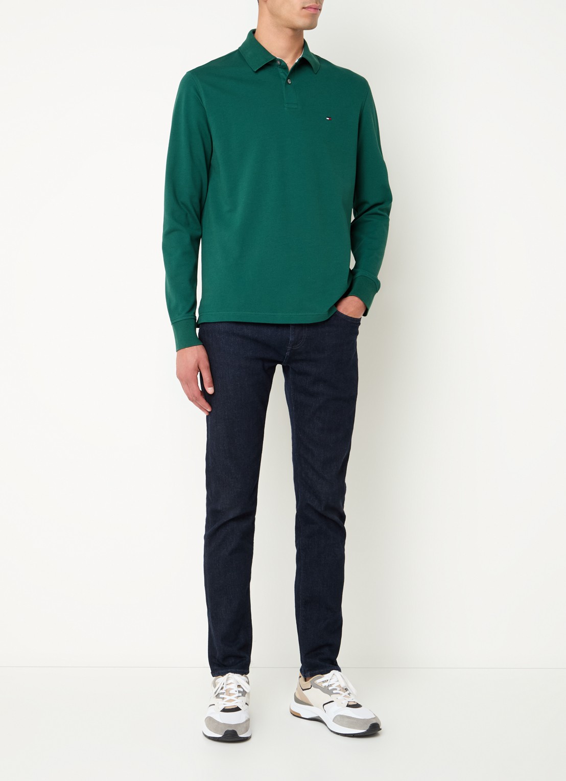 Tommy Hilfiger 1985 regular fit polo van piqué katoen  - voorkant 2 donkergroen