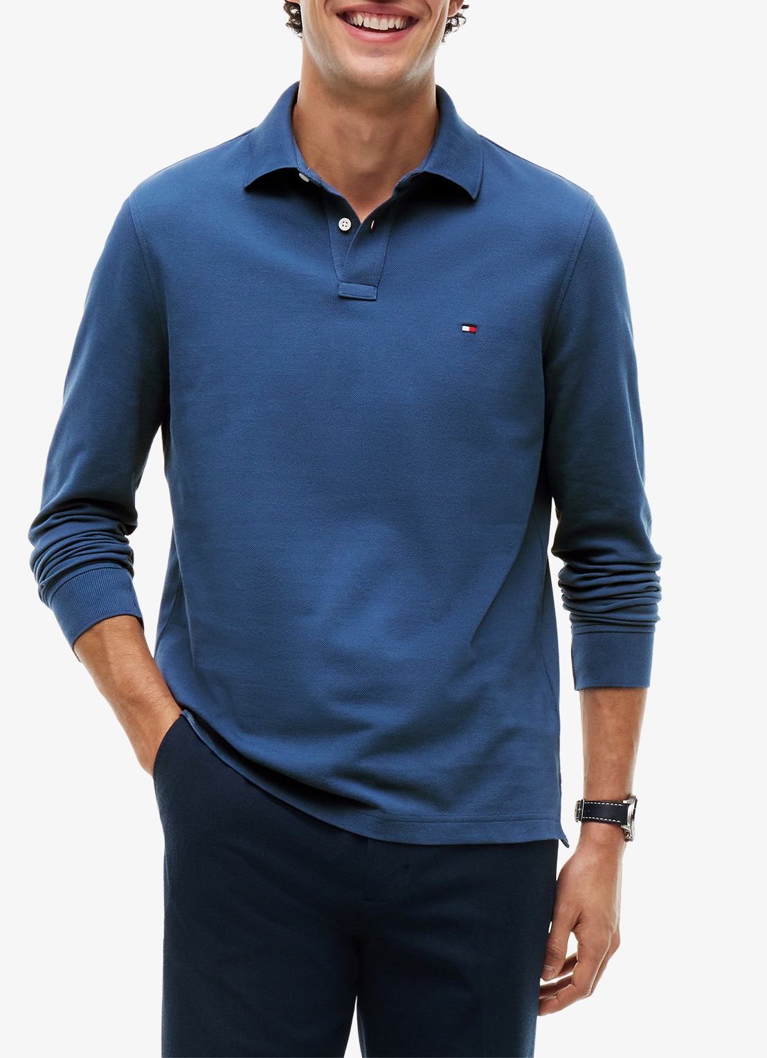 Tommy Hilfiger 1985 regular fit polo van piqué katoen  - detail 3 zeegroen