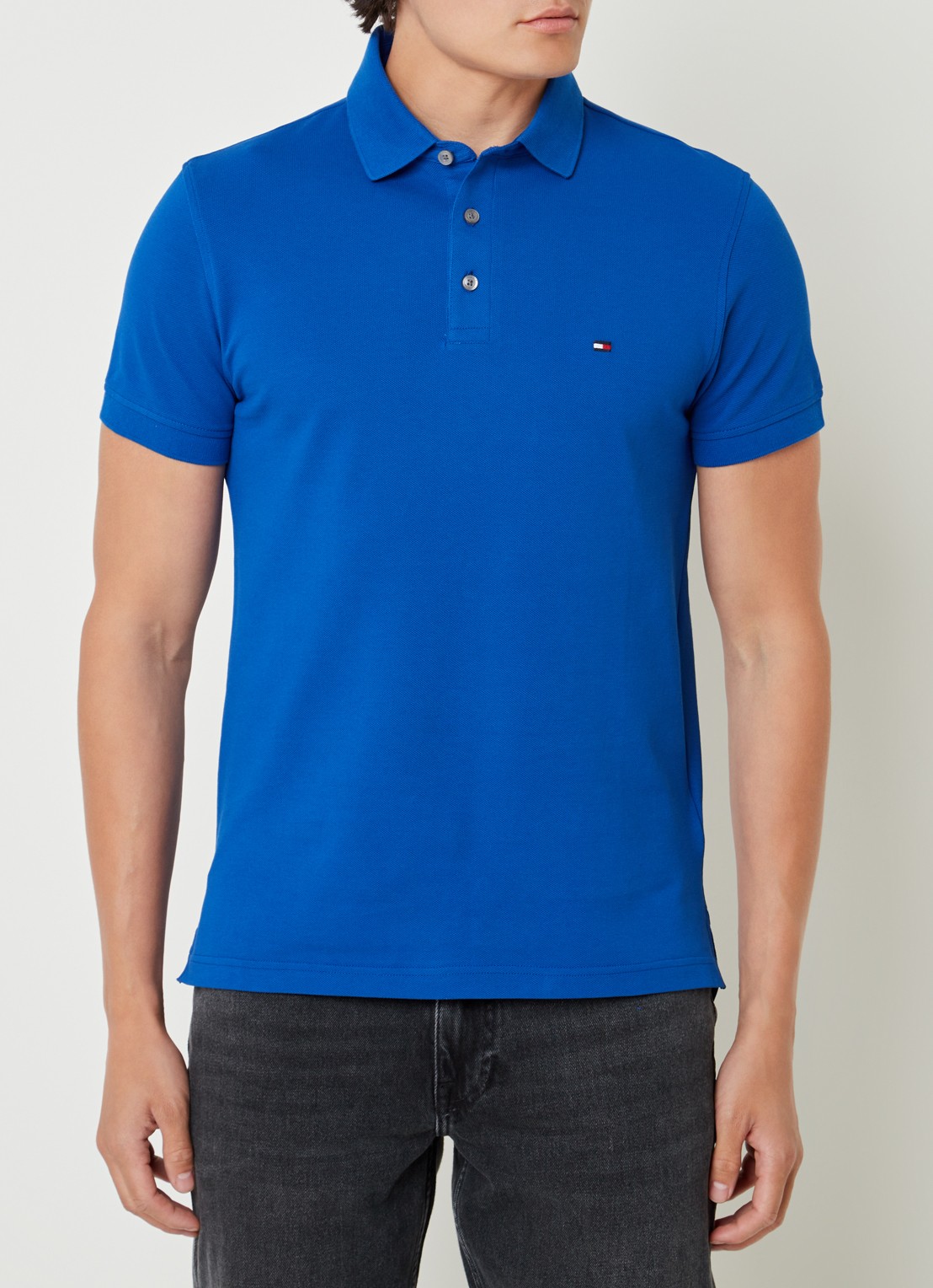 Tommy Hilfiger 1985 slim fit polo met logoborduring - detail ultra blue / blauw