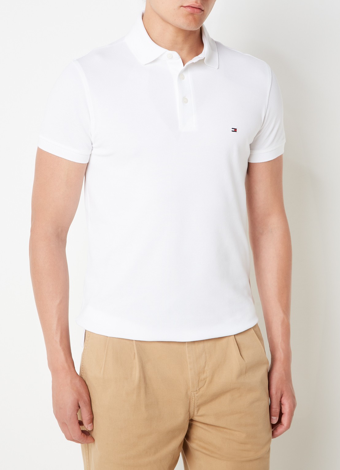 Tommy Hilfiger 1985 slim fit polo met logoborduring - detail 3 white  / wit