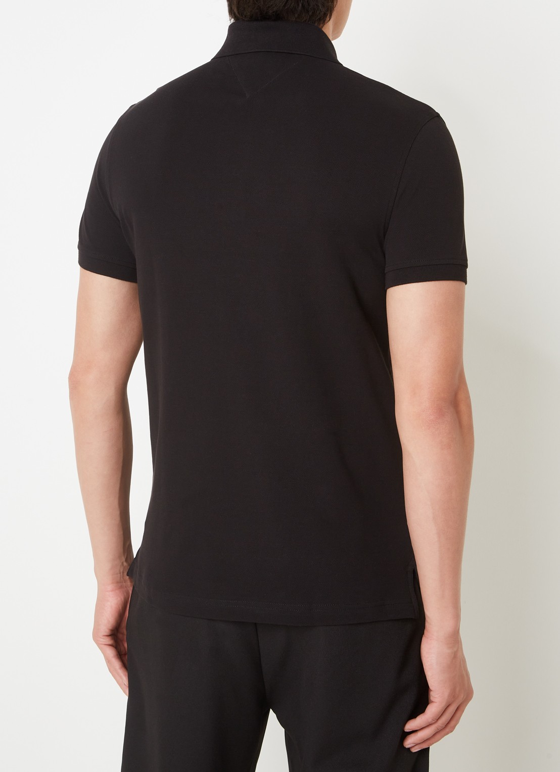 Tommy Hilfiger 1985 slim fit polo met logoborduring - achterkant 4 black  / zwart