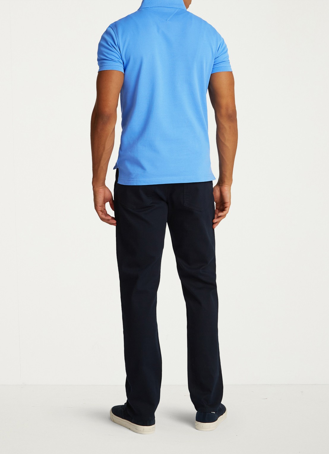 Tommy Hilfiger 1985 slim fit polo met logoborduring - achterkant 5 blue spell / blauw
