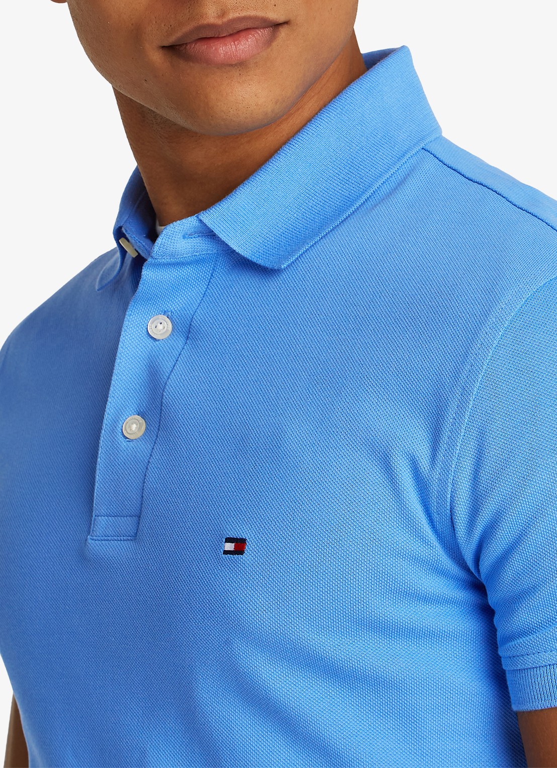 Tommy Hilfiger 1985 slim fit polo met logoborduring - detail 2 blue spell / blauw