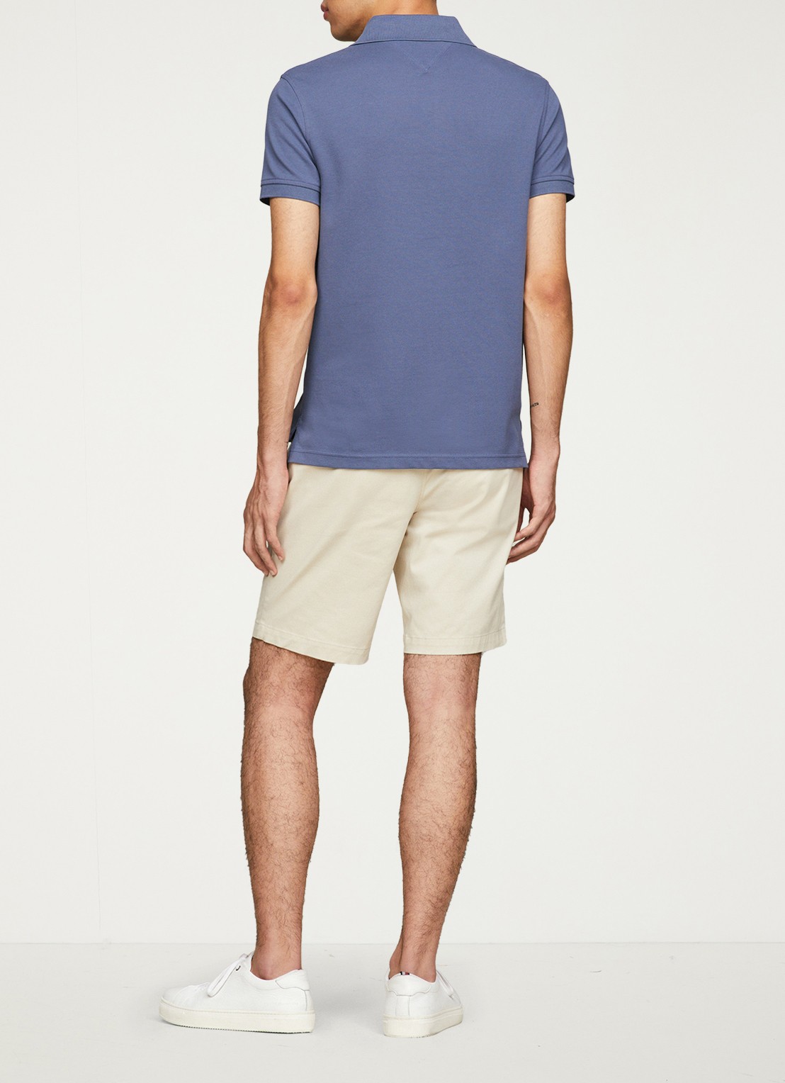 Tommy Hilfiger 1985 slim fit polo met logoborduring - achterkant 6 faded indigo / blauw