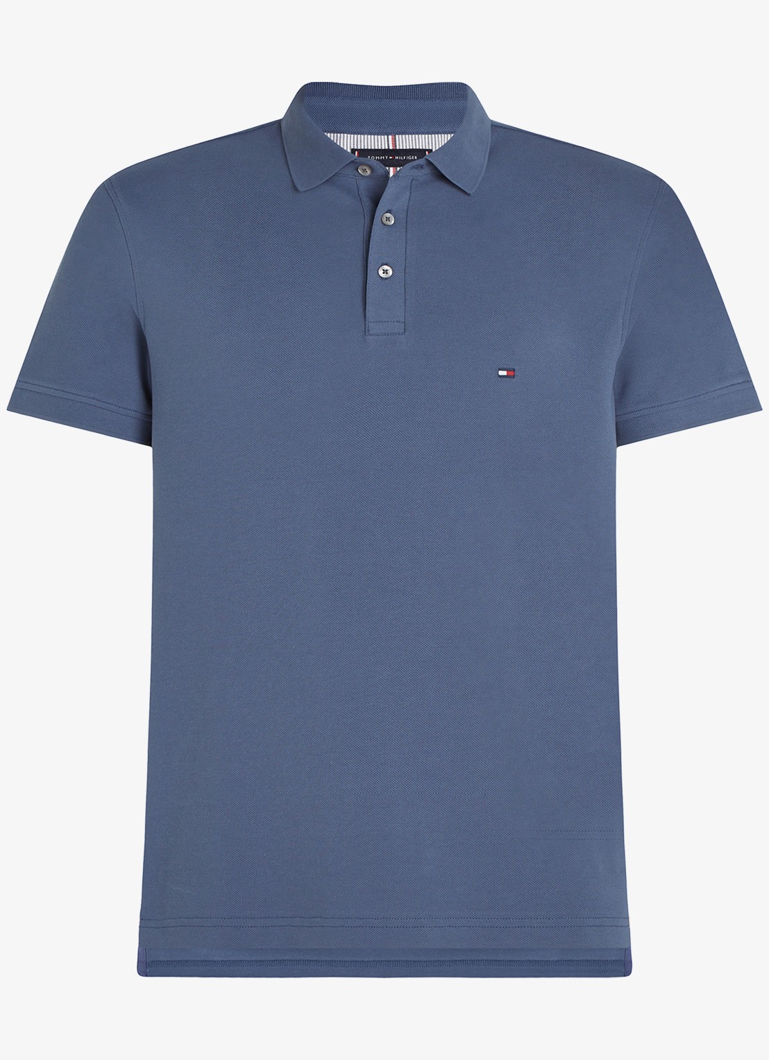 Tommy Hilfiger 1985 slim fit polo met logoborduring - voorkant 4 faded indigo / blauw
